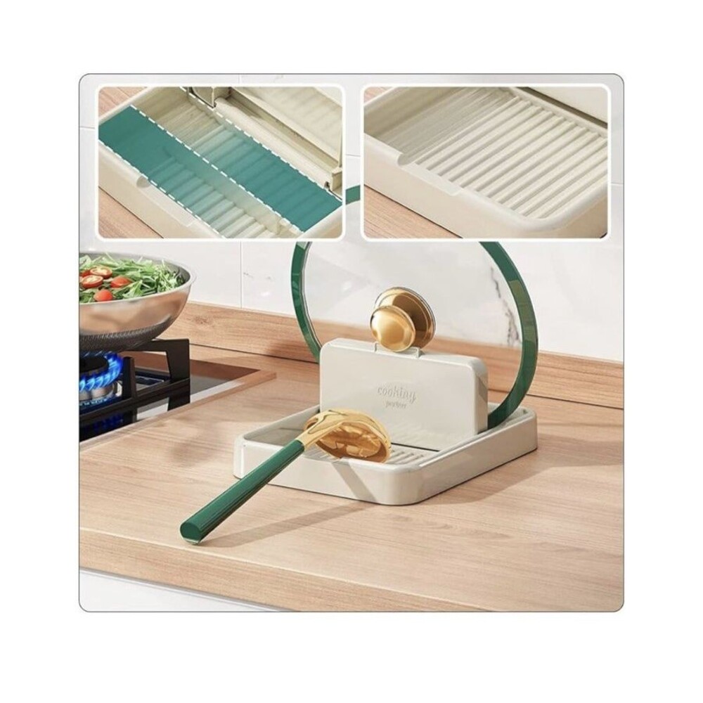 Foldable Pot Lid Spoon Rest Rack Kitchen Spatula Ladle Holder Stand NEW!